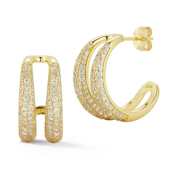 Rachel Zoe Pave Double Row Graduated Hoop Earrings in 14K Gold Over
Sterling Silver