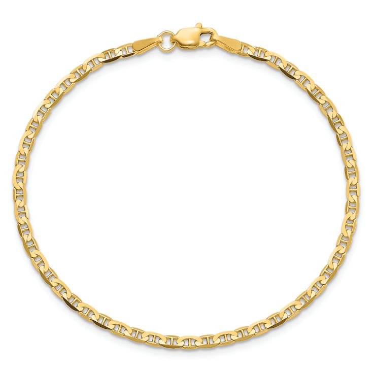 10k Yellow Gold 2.4mm Flat Mariner Link Bracelet