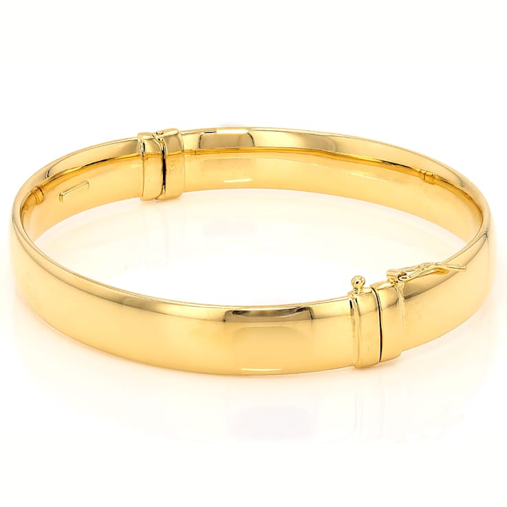 Polished Hinged Bangle Bracelet In 18K Gold Over Bronze