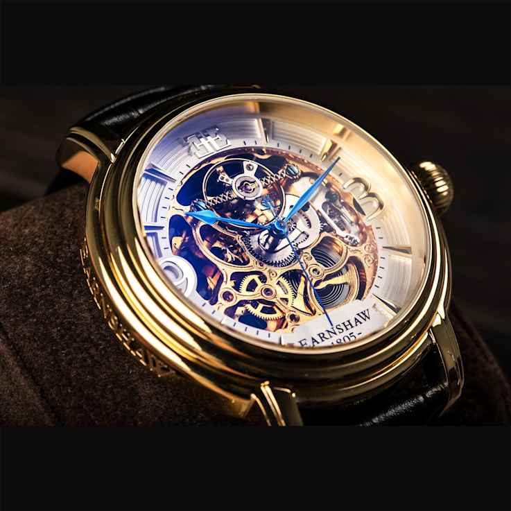 Thomas Earnshaw Longcase Automatic White Dial Black Stainless Steel Band
Skeleton Watch