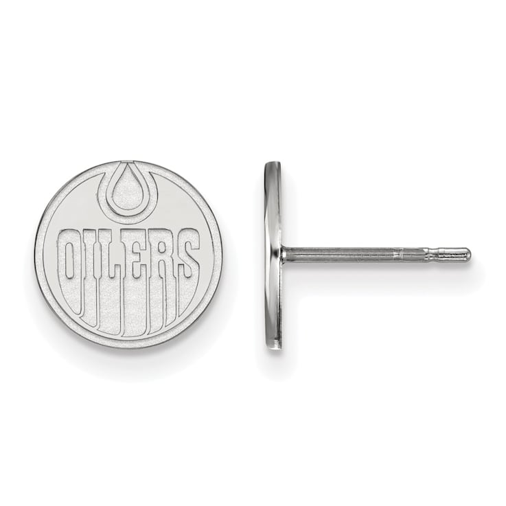 Rhodium Over Sterling Silver NHL Edmonton Oilers LogoArt Extra Small
Post Earrings