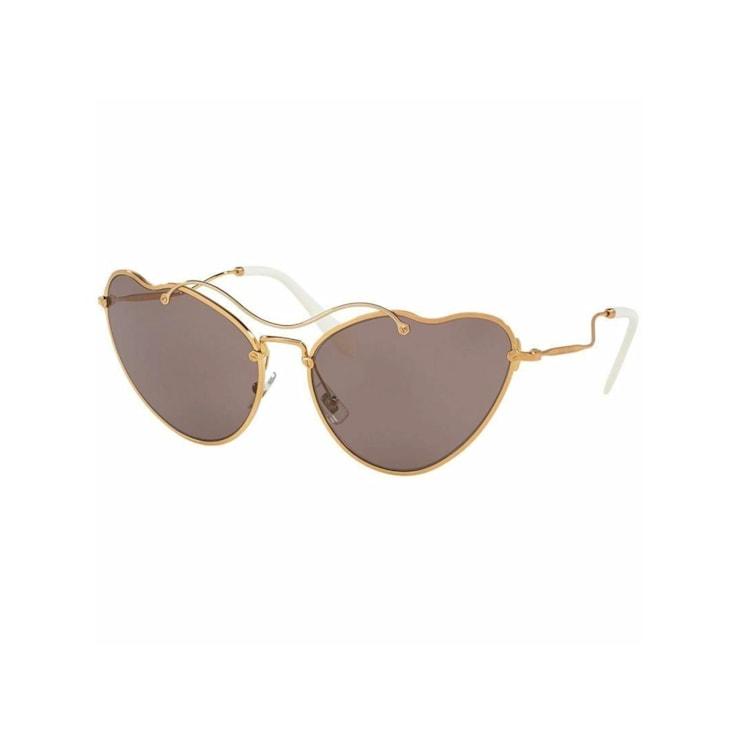 Miu Miu Gold Cat Eye Frame / Purple Brown Lenses Sunglasses