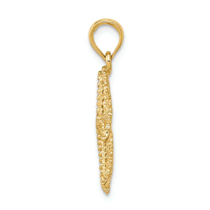 14k Yellow Gold Polished and Textured Open-Backed Starfish Pendant