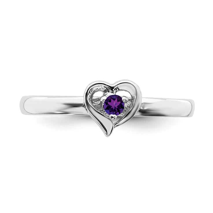 Sterling Silver Stackable Expressions Amethyst Heart Ring 0.06ctw