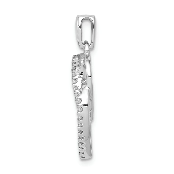 Rhodium Over 14k White Gold Diamond Entwined Hearts Pendant