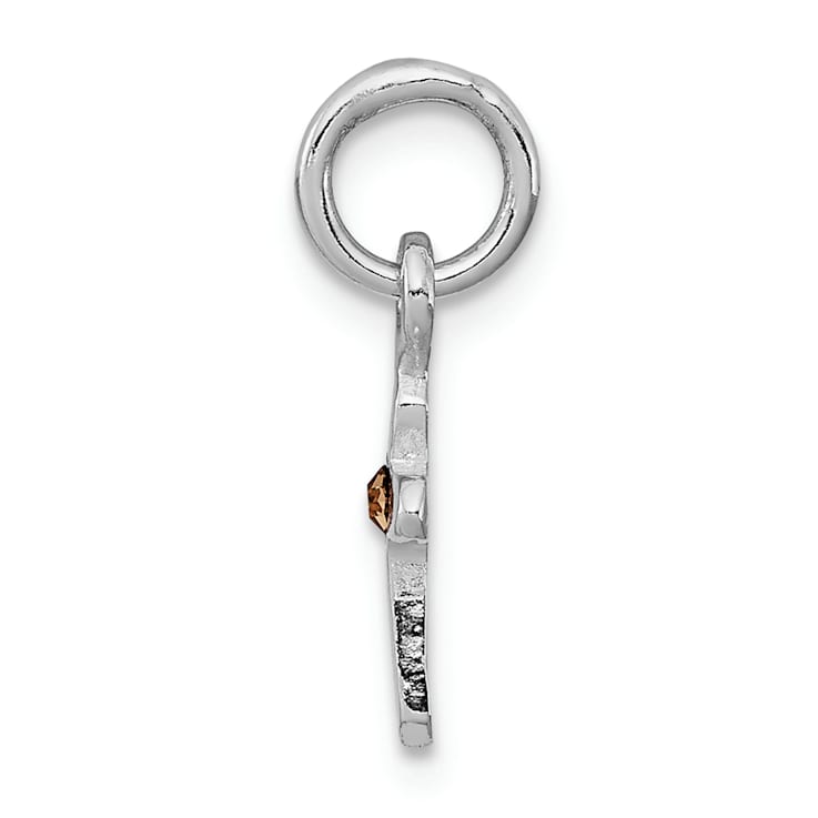 Rhodium Over Sterling Silver Child's November Yellow Preciosca Crystal
Cross Pendant