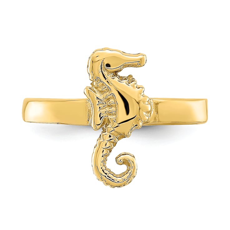 14K Yellow Gold Adjustable Seahorse Toe Ring