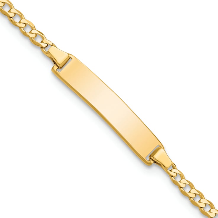 14k Yellow Gold Flat Curb Link ID Bracelet