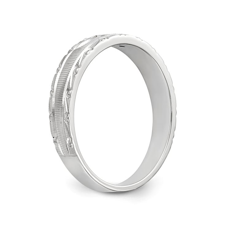 Rhodium Over 14K White Gold AA Quality Trio Ladies Wedding Band