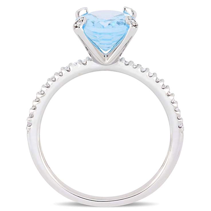 Sky Blue Topaz & Diamond 10K White Gold Ring 3.9ctw