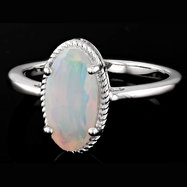Ethiopian Opal Solitaire Ring In Sterling Silver 1.20ct