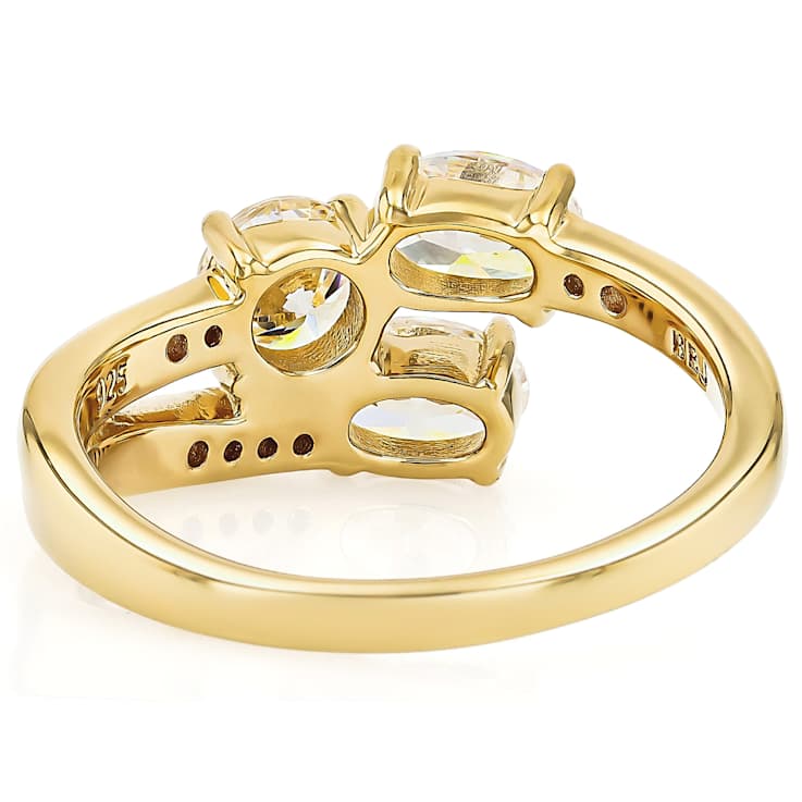 Diamond Simulant And Lab-Created Moissanite Ring In 18K Gold Over
Sterling Silver 1.91ctw