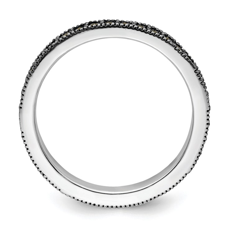 Rhodium Over Sterling Silver Stackable Expressions Marcasite Band