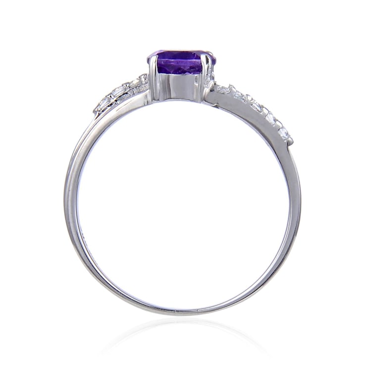 Round Amethyst with White Topaz Accents Sterling Silver Ring, 1.10ctw