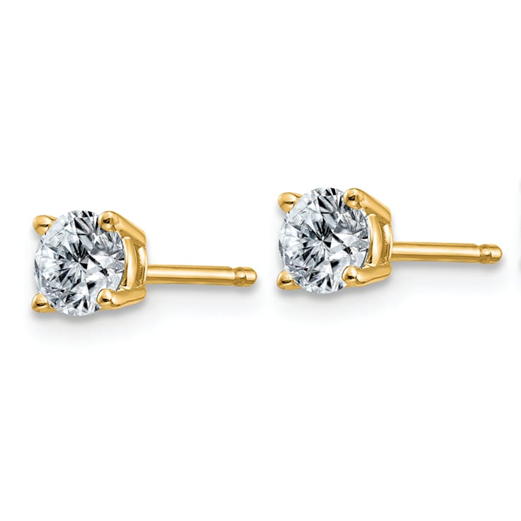 14K Yellow Gold 1/2ct. 4.0mm Round J-K Color Moissanite Earrings