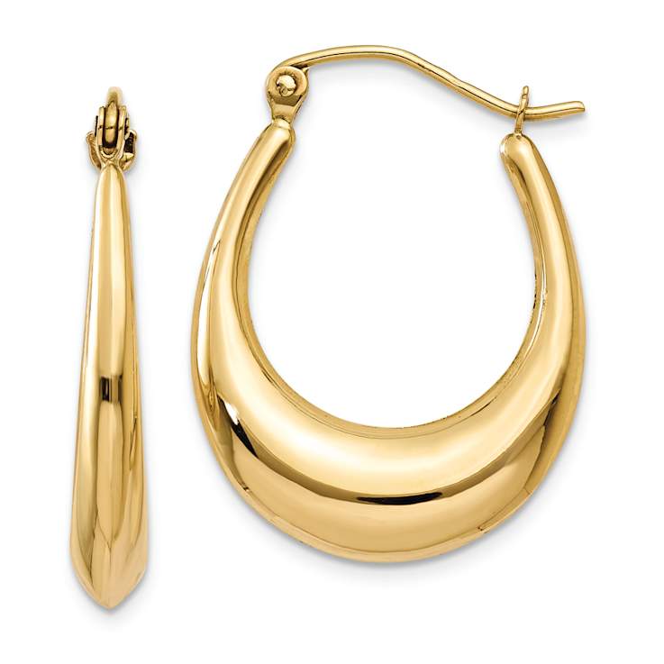 14k Yellow Gold 1/2" Polished Hoop Earrings