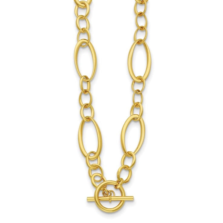 18K Yellow Gold Oval Link 18-inch Toggle Necklace