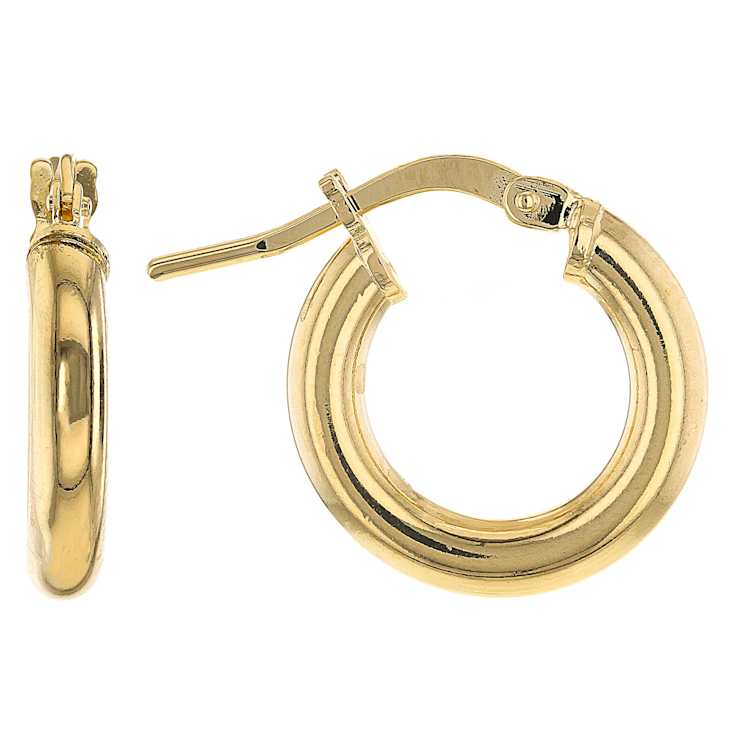 Set Of 3 Tube Hoop Earrings In 18K Gold Over Bronze