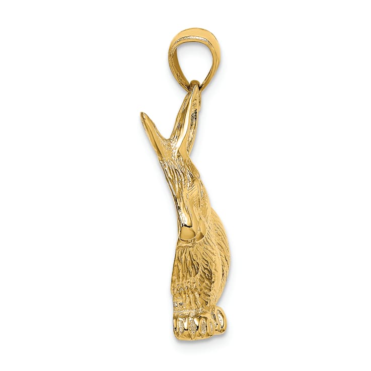 14k Yellow Gold Textured Sitting Rabbit Pendant