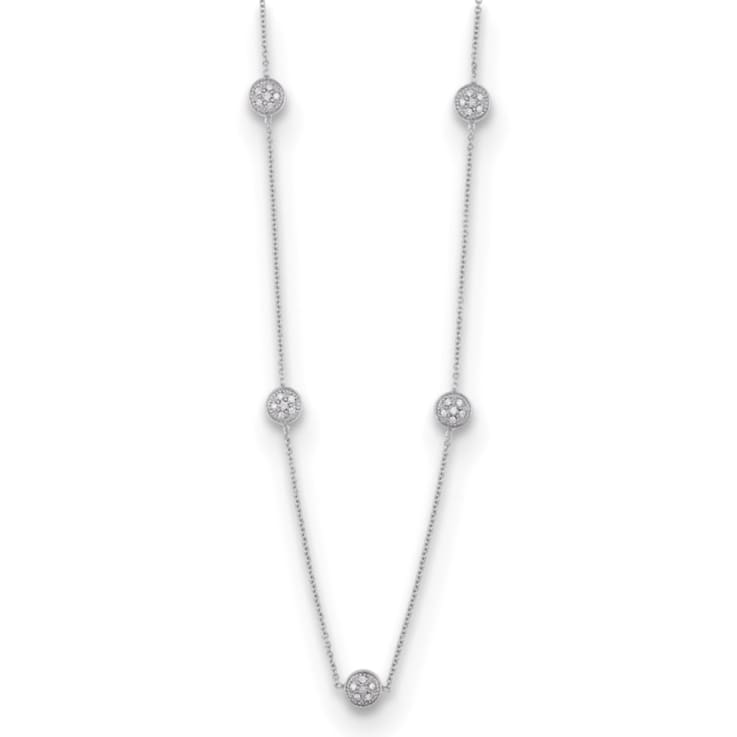 18K White Gold Diamond Circles 18 Inch Necklace
