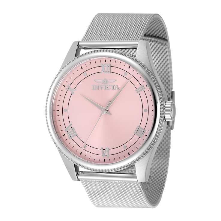 Invicta Celestial 43mm Pink Dial Stainless Steel Band Quartz Watch