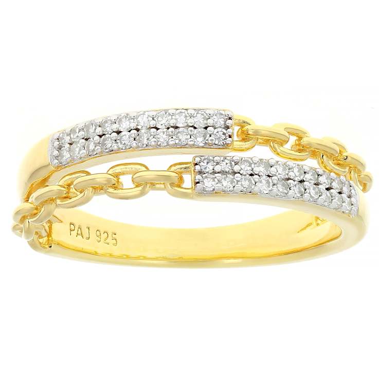 Contemporary Lab-Grown Diamond Bypass Ring In 18K Gold Over Sterling Silver