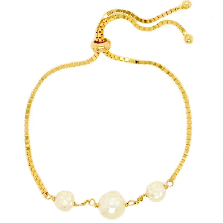 8mm Round White Mother-Of-Pearl 14K Gold Over Sterling Silver Station
Bolo Bracelet