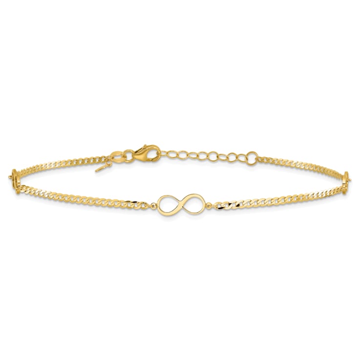 14K Yellow Gold Polished Infinity Symbol 9-inch Plus 1-inch Extension Anklet