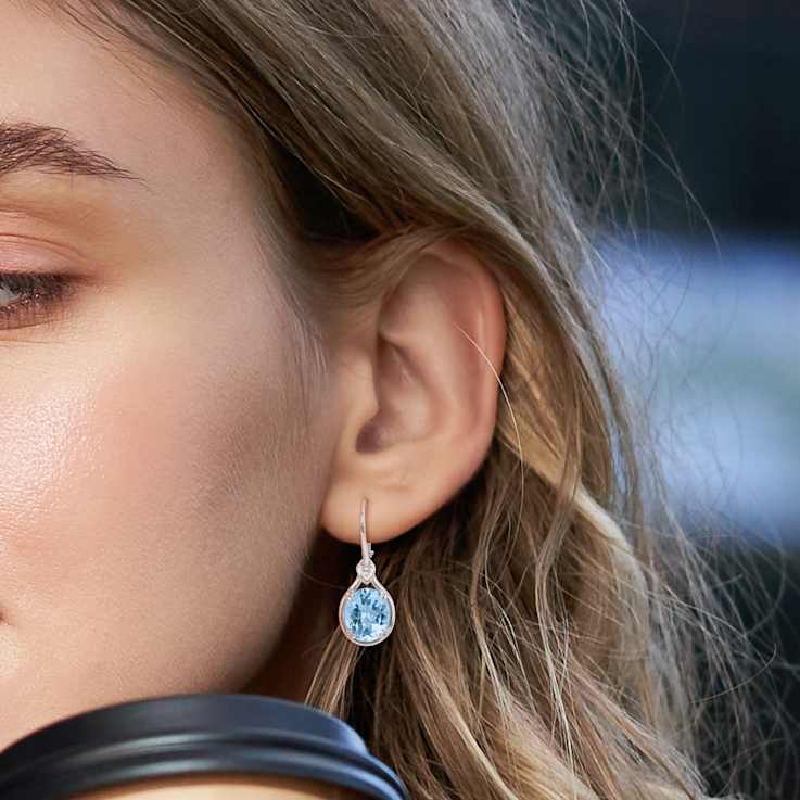 11.38ctwctw Sky Blue Topaz and White Topaz Drop Earrings in Rhodium Over
Sterling Silver