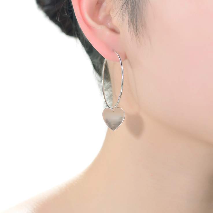 Two-Tone Heart Dangle Hoop Earrings In Sterling Silver And 18K Rose Gold
Over Sterling Silver