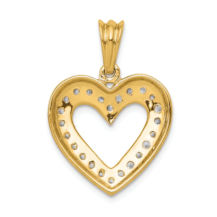 14K Two-tone Gold Diamond Heart Pendant