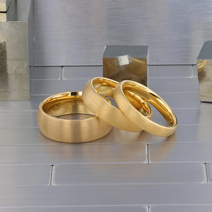 MILLER Gold Plated Tungsten Domed Ring with Brushed Finish 6mm