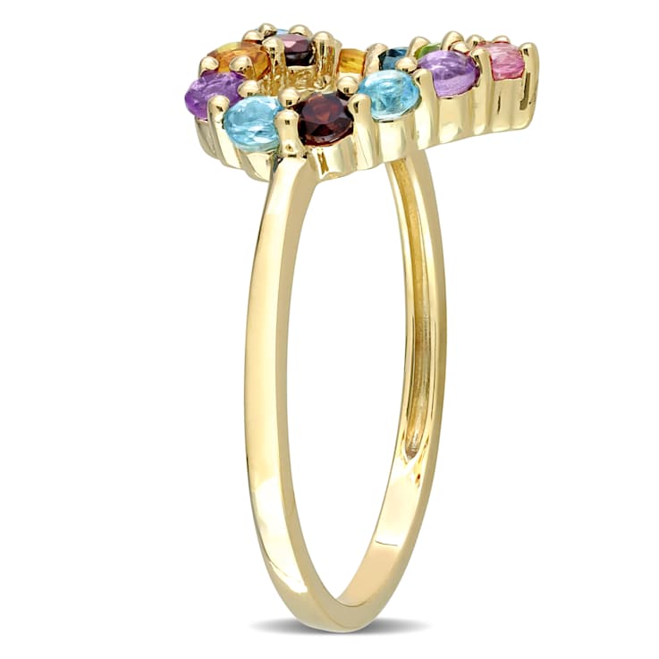 Multi Gem 10K Yellow Gold Ring 0.77ctw