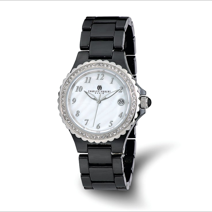 Ladies Charles Hubert Black Ceramic 38mm Watch