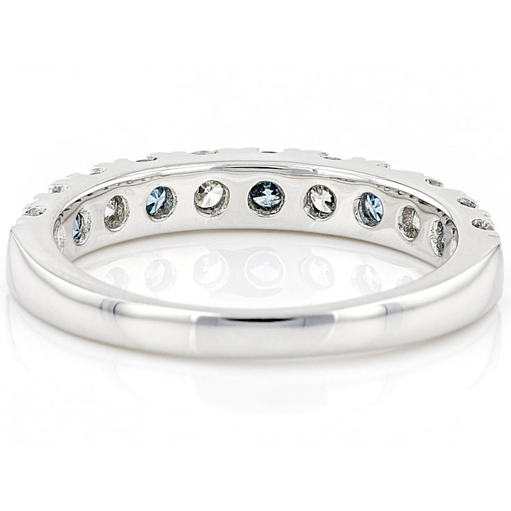 Blue And White Lab-Grown Diamond Band Ring In 14K White Gold 1.00ctw