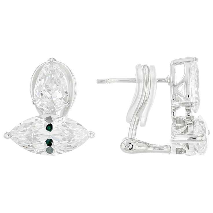 CZ Marquise And Pear Earrings In Platinum-Enhanced Sterling Silver 8.11ctw