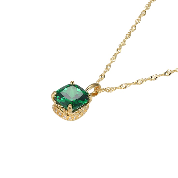 Green And White Cubic Zirconia 18k Yellow Gold Over Silver May
Birthstone Pendant With Chain 5.23ctw