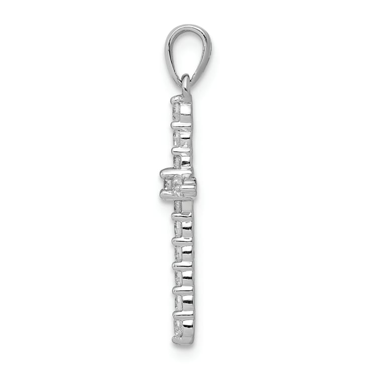 Rhodium Over 14K White Gold Polished 1/4ct. Diamond Cross Pendant