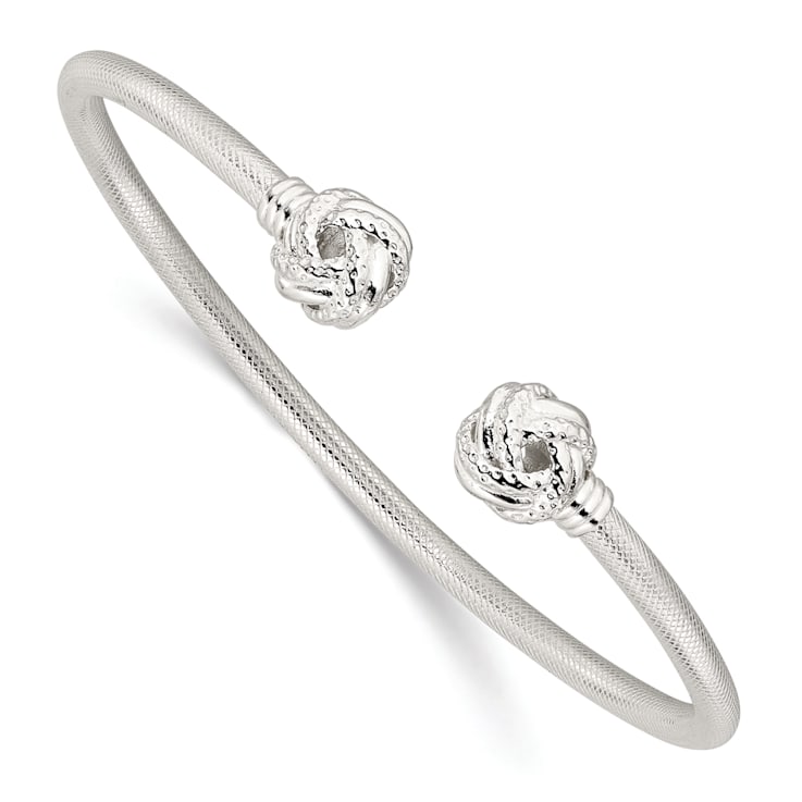 Sterling Silver Textured Love Knot Cuff Bracelet