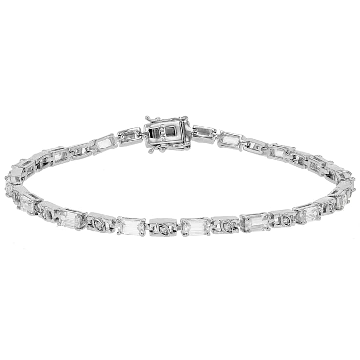White Zircon Tennis Bracelet In Sterling Silver 5.56ctw