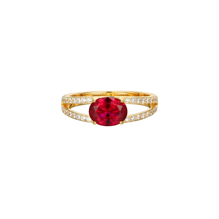 Lab Created Ruby And White Cubic Zirconia 18K Gold Over Sterling Silver
Ring 1.72ctwctw