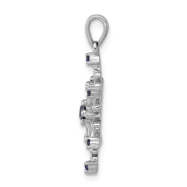 Rhodium Over 14k White Gold Blue and White Diamond Snowflake Pendant