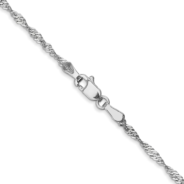 14K White Gold 1.7mm Singapore Chain Bracelet