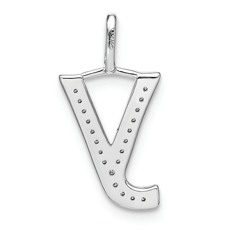 14K White Gold Diamond Lower Case Letter Y Initial Pendant