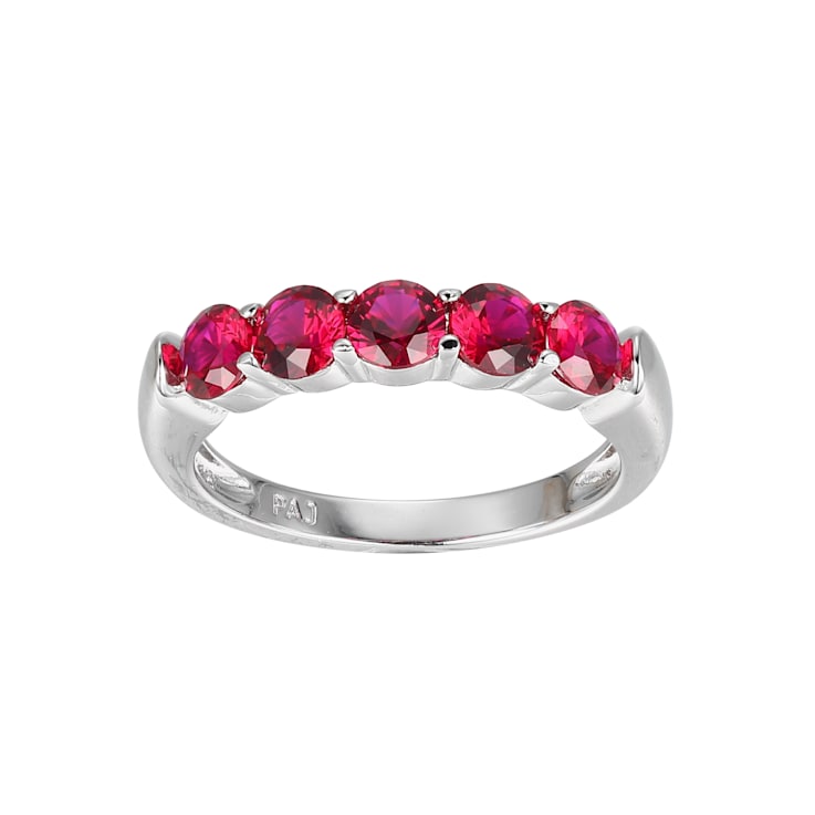 Lab Created Ruby Platinum Over Sterling Silver Ring 1.30ctw