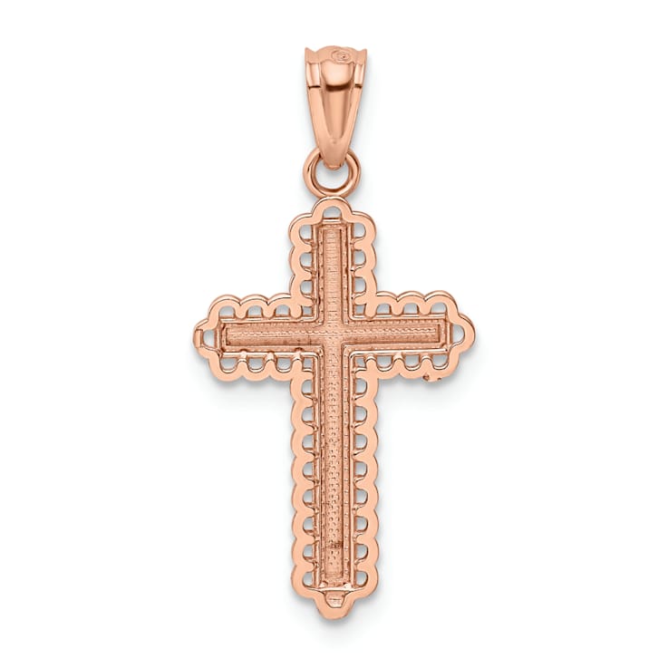 14k Two-tone Gold  Diamond-Cut Cross Pendant