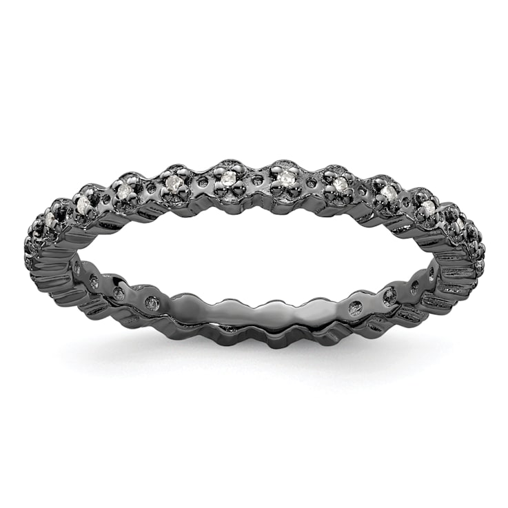Ruthenium Over Sterling Silver Stackable Expressions Diamond Ring 0.08ctw