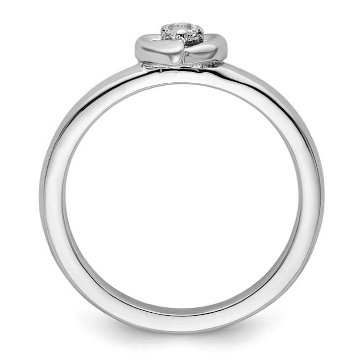 Sterling Silver Stackable Expressions White Topaz Heart Ring 0.08ctw
