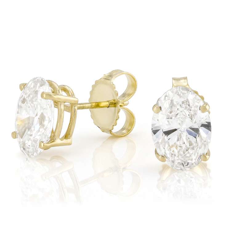 Lab-Grown Diamond Oval Stud Earrings In 14K Gold 3.00ctw