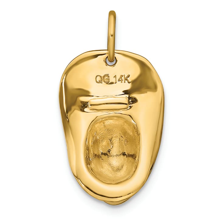 14k Yellow Gold Textured Large Fireman's Hat Charm Pendant